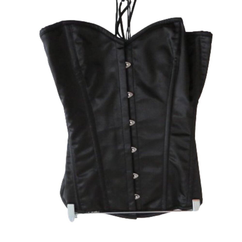 LAVISH BY DAISY CORSETS Steel Boned Satin Corset in Black Goth Vamp - Size XXL - Picture 1 of 11
